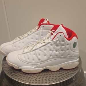 Jordan White and Red High-Top Sneakers